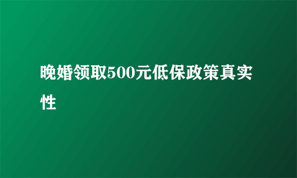 晚婚领取500元低保政策真实性