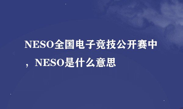 NESO全国电子竞技公开赛中，NESO是什么意思