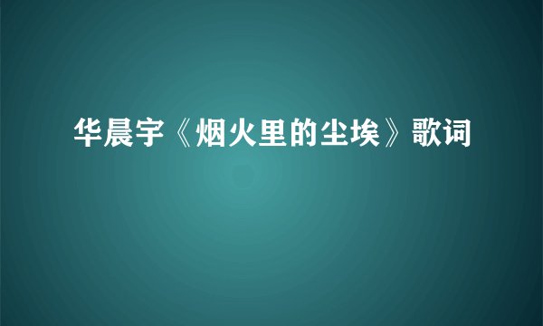 华晨宇《烟火里的尘埃》歌词