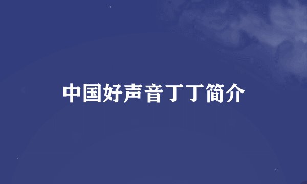 中国好声音丁丁简介