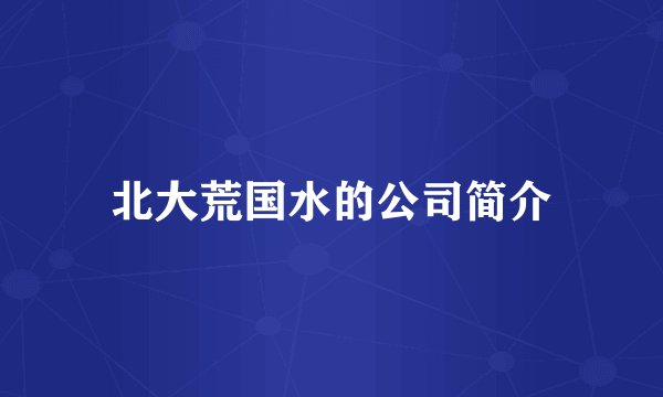 北大荒国水的公司简介