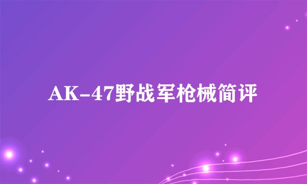 AK-47野战军枪械简评