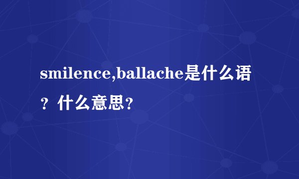 smilence,ballache是什么语？什么意思？