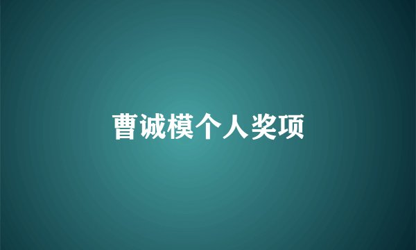 曹诚模个人奖项