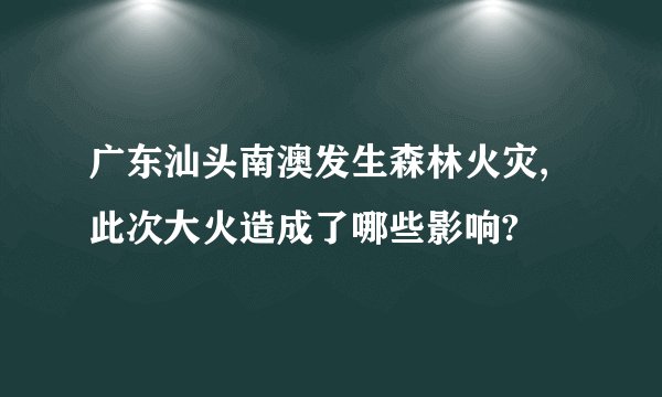 广东汕头南澳发生森林火灾,此次大火造成了哪些影响?