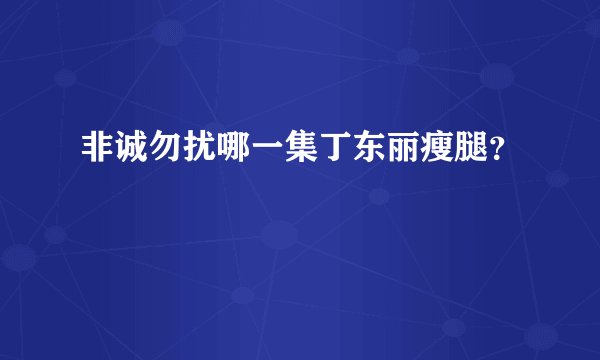 非诚勿扰哪一集丁东丽瘦腿？