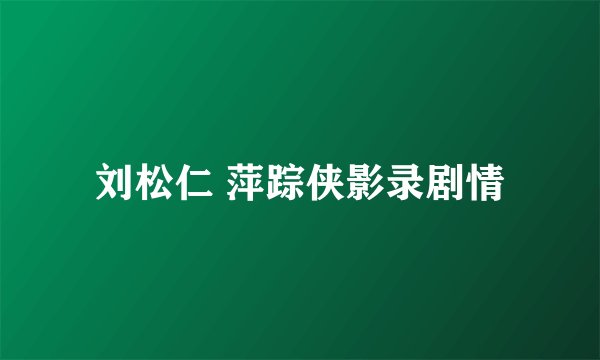 刘松仁 萍踪侠影录剧情