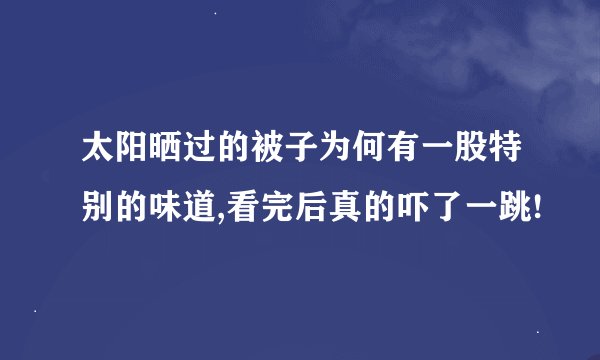 太阳晒过的被子为何有一股特别的味道,看完后真的吓了一跳!
