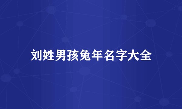 刘姓男孩兔年名字大全
