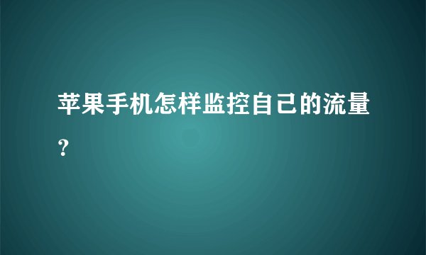 苹果手机怎样监控自己的流量?