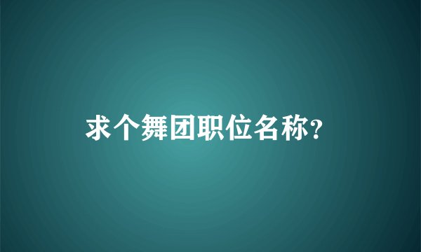 求个舞团职位名称？