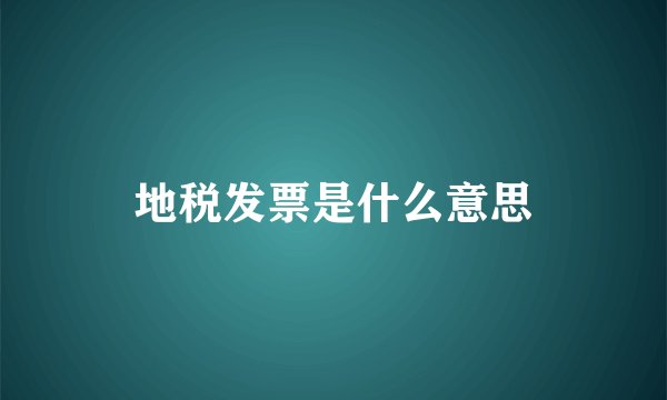 地税发票是什么意思