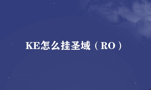 KE怎么挂圣域（RO）