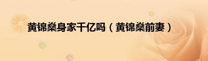 黄锦燊身家千亿吗黄锦燊前妻