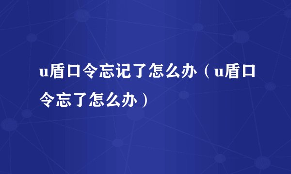 u盾口令忘记了怎么办（u盾口令忘了怎么办）