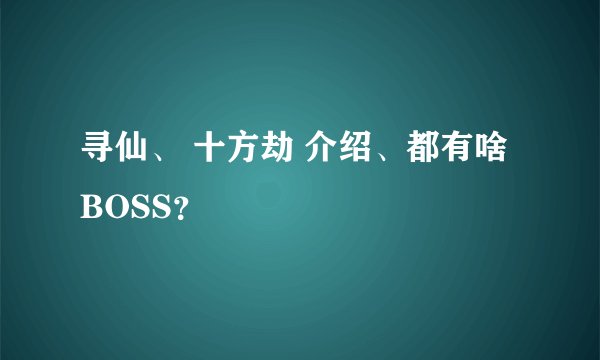 寻仙、 十方劫 介绍、都有啥BOSS?