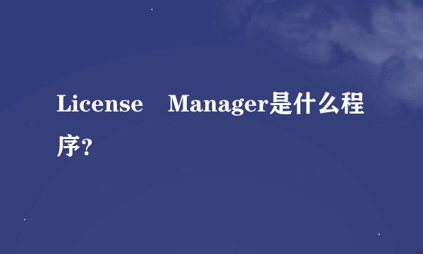 License Manager是什么程序？