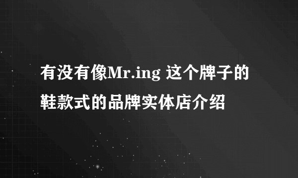 有没有像Mr.ing 这个牌子的鞋款式的品牌实体店介绍