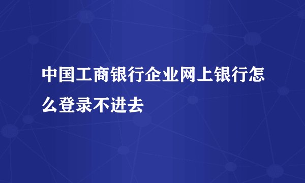 中国工商银行企业网上银行怎么登录不进去