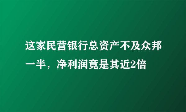 这家民营银行总资产不及众邦一半,净利润竟是其近2倍