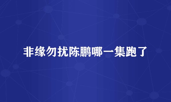 非缘勿扰陈鹏哪一集跑了