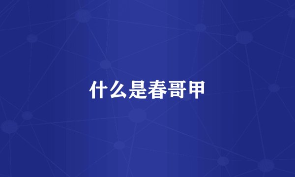 什么是春哥甲