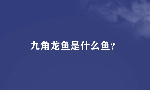 九角龙鱼是什么鱼?