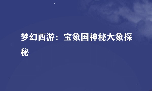 梦幻西游:宝象国神秘大象探秘