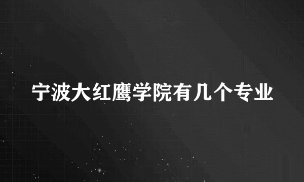 宁波大红鹰学院有几个专业