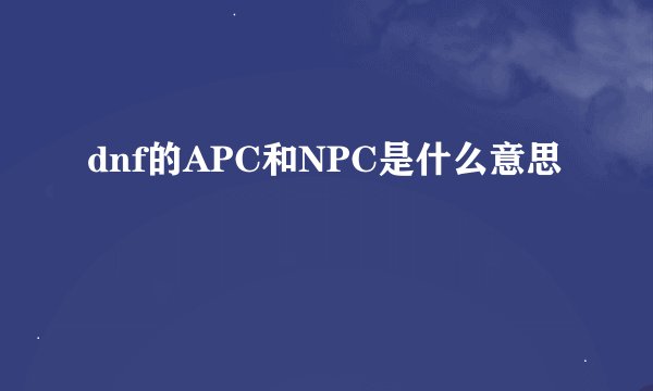 dnf的APC和NPC是什么意思