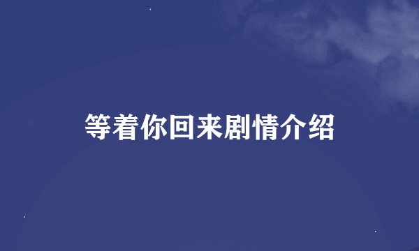 等着你回来剧情介绍