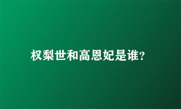 权梨世和高恩妃是谁？