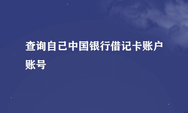 查询自己中国银行借记卡账户账号