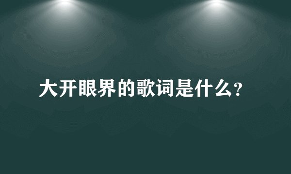 大开眼界的歌词是什么？