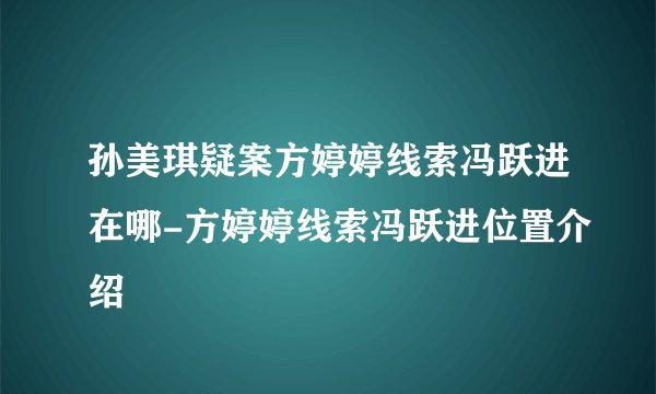 孙美琪疑案方婷婷线索冯跃进在哪-方婷婷线索冯跃进位置介绍