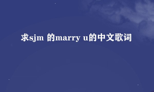 求sjm 的marry u的中文歌词