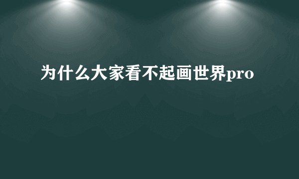 为什么大家看不起画世界pro