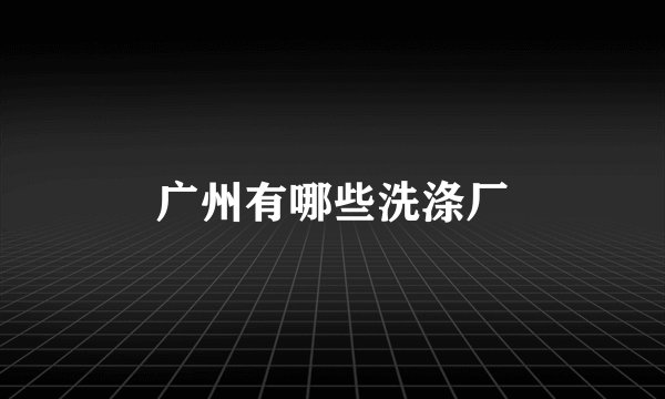 广州有哪些洗涤厂