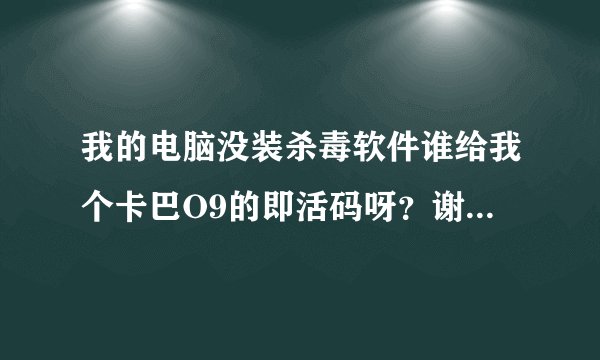 我的电脑没装杀毒软件谁给我个卡巴O9的即活码呀？谢谢了~你看我急的！