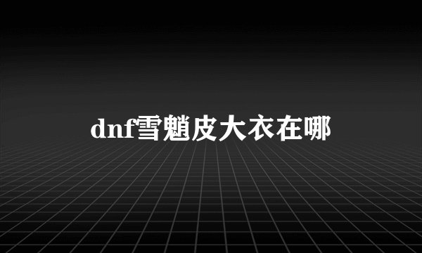 dnf雪魈皮大衣在哪