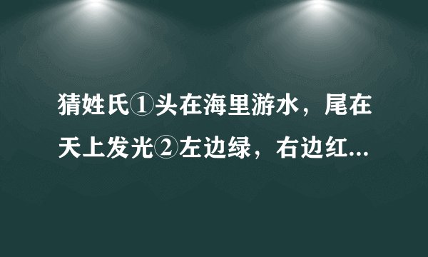 猜姓氏①头在海里游水，尾在天上发光②左边绿，右边红；右边怕水，左边怕风