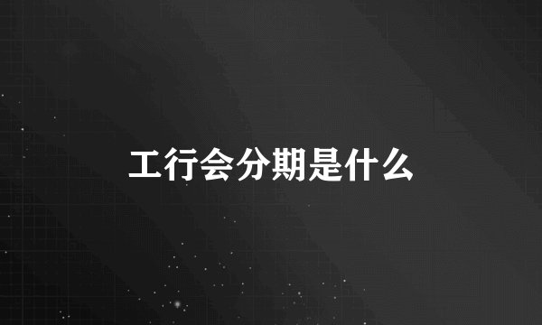 工行会分期是什么