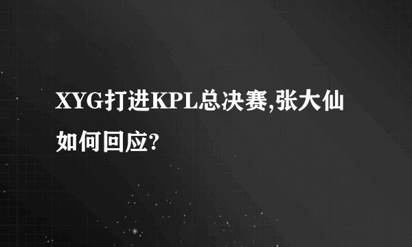 XYG打进KPL总决赛,张大仙如何回应?