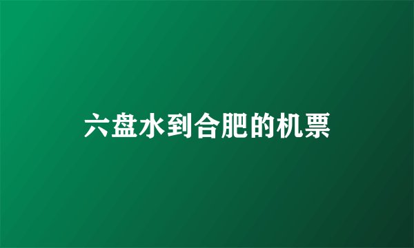 六盘水到合肥的机票