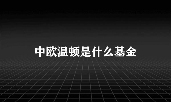 中欧温顿是什么基金