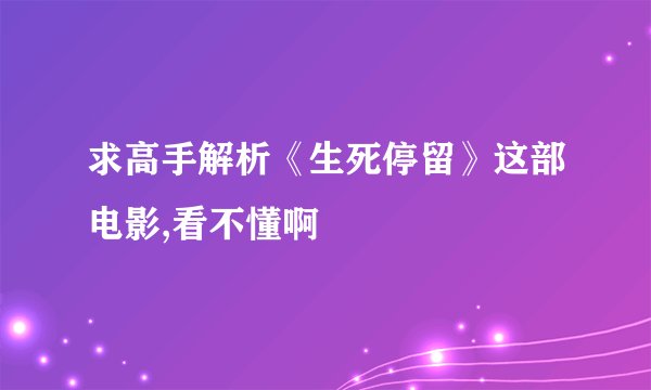 求高手解析《生死停留》这部电影,看不懂啊