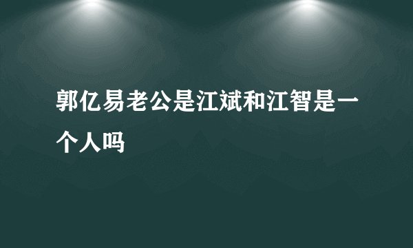 郭亿易老公是江斌和江智是一个人吗