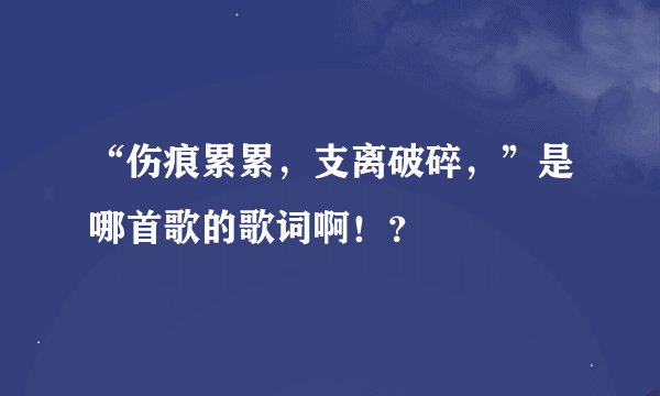 “伤痕累累，支离破碎，”是哪首歌的歌词啊！？