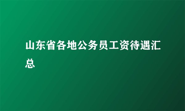 山东省各地公务员工资待遇汇总