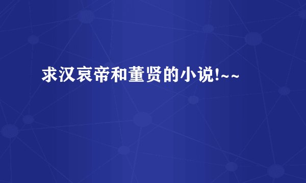 求汉哀帝和董贤的小说!~~